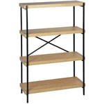 Sweeek - Etagère 4 niveaux industrielle effet frêne et métal - loft- l 80 x l 30 x h 120cm