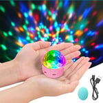 URAQT Boule Disco, Mini Portable Boule Disco, Commande Vocale Soirée Lampe, Boule Stroboscopique DJ avec Effet Miroir et Flash, pour DJ, Club, Maison, Voiture, Bureau, Terrain de Camping(Rose)