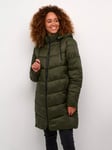 KAFFE Susanne Hooded Zipper Puffer Coat, Forest Night