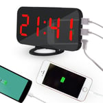 loskii dc-004 digital reveil led snooze dual usb contrôle automatique de la luminosité rouge ep14722