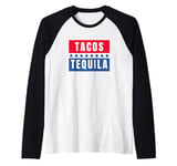 Funny Tacos and Tequila Presidential Election 2024 Parody Raglan Baseball Tee