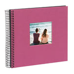 goldbuch Bella Vista Spiral Linen Memory Cut-Out Cover 40 Pages Book for Gluing Photo Album, Canvas, Fuchsia (Black Sides), ca. 20 x 20 x 2,7 cm