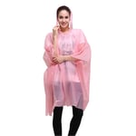 Engangs regnponcho med hette ermeløs Rosa 100 cm