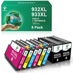 GREENSKY 8er-Pack 932XL 933XL Remplacement Cartouches d'encre de compatibles pour HP 932 933 XL pour Officejet 6100 6600 6700 7110 7510 7610 7612（ 2 Noir 2 Cyan 2 Magenta 2 Jaune ）