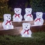 5 InLit Ice Polar Bear Fairy String Lights Battery Powered Christmas Party Xmas