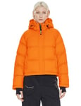 Orolay Manteau en Duvet Court pour Femme Épaissie Hiver Recadrée Doudoune avec Capuche Amovible Orange XL