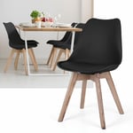 Etc-shop - Chaises de salle à manger chaises en coque de chêne noir, lot de 4 Chaises de cuisine bois, plastique, coussins d'assise pp, cuir pu,