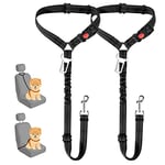 SlowTon 2 in 1 Dog Seatbelts for Cars UK, 2 Pack Pet Car Seat belt Headrest Restraint with Seatbelt Clip Puppy Safety Adjustable Dog Car Harness Belt with Anti-Shock Elastic Bungee Buffer for Vehicles