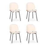 Lot de 4 Chaises Design Bouclette "Vincent" 80cm Crème