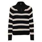 Pull FEMME Only avec manches longues et col camionneur noir rayé