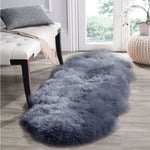 Woltu - Tapis en Peau de Mouton, Tapis de laine Toison Moquette, Tapis de canapé, Tapis pour salon de lit, 180-210 cm, Gris clair