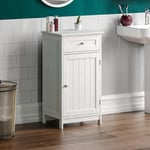 Bath Vida Priano Bathroom Cupboard 1 Door 1 Drawer Floor Standing Cabinet Drawer Unit Storage, White