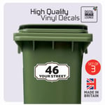 3 x WHEELIE BIN NUMBERS CUSTOM HOUSE & ROAD STREET NAME STICKERS 205X125 PRINTED