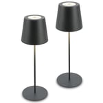 BRILONER - Lot de 2 lampes de table LED sans fil avec tactile, dimmable, hauteur réglable, lampe de chevet, lampe de lecture, lampe LED, lampe rechargeable, extérieure, 36x10,5 cm, anthracite