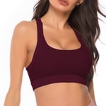 QIANZI Women Sports Bra Yoga Bras Soft Crop Top for Gym Exercise Fitness With Removable Pads Leisure Bralette for Yoga Running Gym Workout Red wine-L