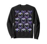 Purple Ribbons and Bows Watercolor Violet Hibiscus Flower Sweatshirt