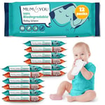 Mum & You Baby Wipes Multipack - 672 Biodegradable Wet Wipes (12 Packs) | 99.4% Water Wipes for Sensitive Newborn Skin | Baby Wipes Bulk, Bum Wipes, Wet Tissue, Eco-Friendly wet wipes baby