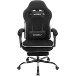 Woltu - Chaise Gaming, Fauteuil Gaming, Chaise Ergonomique, avec Coussin à Ressorts Ensachés, Appui-tête, Support Lombaire, Repose-Pieds, Tissu