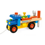 Janod - Camion de Bricolage Brico'Kids - Jouet d'Eveil à Promener 2 en 1 - 3 outils inclus - Apprentissage Motricité - Dès 2 Ans, J05022