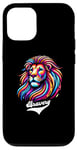 Coque pour iPhone 12/12 Pro Lion coloré avec inscription « Bravery »