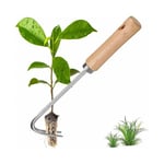 Linghhang - Outil de désherbage en acier inoxydable, désherbeur manuel pour herbe de jardin avec manche en bois, désherbant en acier inoxydable, pour