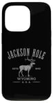 iPhone 13 Pro Jackson Hole Wyoming USA Estd 1892 with Elk Souvenir Design Case