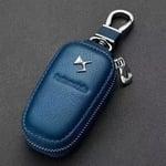 (sininen) Peter Leather Car Logo Key Cover Key Kotelo DS SPIRIT DS3 DS4 DS4S DS5 DS 5LS DS6 DS7 WILD RUBIS Autolle