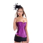 ZXF Bustiers et Corsets Femme Lace Up Boned Overbust Corset Bustier Strass Satin Costume Showgirl Top Lingerie (Color : Purple, Size : Small)