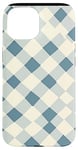 Coque pour iPhone 15 Motif damier bleu clair-gris et crème