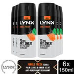 Lynx 72H Anti-Perspirant Deodorant Gold, Black or Jungle Fresh 150ml, 6 Pack