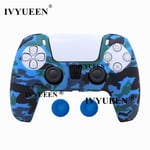 Camo Bleu - Impression Par Transfert'eau Coque En Silicone Pour Manette Playstation 5 Ps5, Peau De Protection Pour Manettes Dualsense