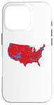 Coque pour iPhone 16 Pro Red Wave Carte des États-Unis dans l'élection présidentielle de 2024