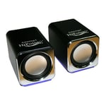 Xclio Digital Mini Stereo Aluminium Speakers Built in Sound Card Black