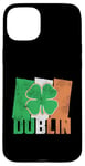 iPhone 15 Plus Shamrock Clover On Vintage Irish Flag Dublin Ireland Pride Case