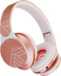 Edge Casque Bluetooth sans Fil,Casque sans Fil sur l'oreille,Hi-FI Stéréo,Micro SD/TF,Écouteurs avec Microphone Intégré et Pliables avec Etui pour iPhone/Samsung/TV/PC (Or Rose)(Q1278)