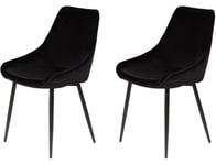 Chaise Lot de 2 chaises Bari velour Noir