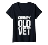 Womens Grumpy Old Vet Funny Military Veteran Men Women V-Neck T-Shirt