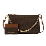 Michael Kors brown shoulder bag and card holder gift set