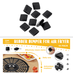 10 st Air Fryer Gummistötfångare, Premium Silikon Air Fryer Stötfångare Fötter, Bricka Repfria Skyddsöverdrag för Air Fryer Grill Pan Plate Bricka Gummi