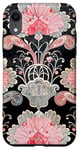 Coque pour iPhone XR Rose Art Déco Floral Dentelle Noir Motif Vintage