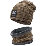 Bequemer Laden Hommes Femmes Hiver Bonnet Écharpe Ensemble Chaud Tricot Doublé Polaire Chapeau Cache-Cou Cadeau Homme Femme