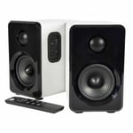 Active Wireless Bluetooth Bookshelf Speakers Pair AUX/USB/SD + Remote White