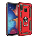 BestST Coque Galaxy A20e, Coque Samsung A20e, Etui Housse de Protection Antichoc Durable Résistante 2 en 1 Hybride PC Robuste + TPU Souple pour Galaxy A20e + Verre trempé Galaxy A20e - Rouge