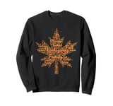 Thanksgiving Maple Leaf Word Cloud for Family Tradition Fall Sweatshirt