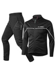 INBIKE Veste Velo Pantalon VTT Cyclisme pour Homme Cycliste Hiver Chaud Thermique Tenue Ensemble Comnaison Imperméable Coupe-vent Sport Randonnee Noir S