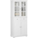 Sobuy - FSB76-W Buffet Haut, Buffet de Cuisine, Armoire de Rangement, Meuble Vitrine, Meuble de Rangement pour Cuisine Salle à Manger Salle de Séjour