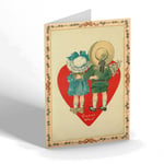 VALENTINES DAY CARD - Vintage Design - Guess Who! Boy and Girl Stand Facing Away