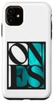 Coque pour iPhone 11 Turquoise One Of Them Ones Couleur turquoise Graphique blanc