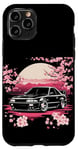 Coque pour iPhone 11 Pro Retro JDM Voiture de course japonaise Drift Tuning Car Sakura Blossom