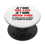 Je T'aime Plus Que Les Crêpes Chocolat Cadeau Couple Humour PopSockets PopGrip Interchangeable